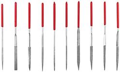 QWORK® Needle File Set, 3x140mm Mini Modelling Files Diamond Files for Metal Plastic Glass Wood Jewelry Rough Carving, 10Pcs