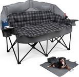 Double Camping Chair, Oversized Loveseat with 2 in 1 Carry Bag, Extra Padded Camp Chairs 2 Person Camping Couch Heavy Duty Sofa Folding Lawn Chair with Cup Holders for Couples Adults Patio Backyard