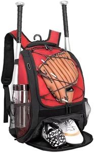 DAFISKY Baseball Bag Softball Backpack - Youth Adult T Ball Bat Equipment Bag with Bat and Helmet Holders, Shoe Compartment and Hook, Red
