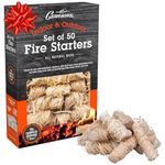 Camerons All Natural Firestarters (50 Pack) Unique Design Lights Quick & Easily w No Flare Up - Indoor Outdoor Use for Barbecue Grill, BBQ Charcoal, Campfire, Fireplace, Pellet Stove, Firewood & More