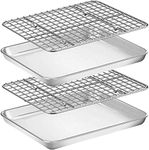 Umiten Baking Sheet & Rack Set [2 Sheet + 2 Rack], Stainless Steel Cookie Pan with Cooling Rack, Checkered Baking Sheet With Rack, Oven Safe Baking, Non Toxic, Heavy Duty, Easy Clean (10 x 8 x 1 inch)