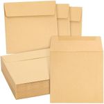 60 Pack Square Envelopes 5.5 x 5.5 Craft Invitations for Weddings, Baby Shower, Graduation Party Supplies, Small Businesses, Kraft Paper Material Envelopes, Brown