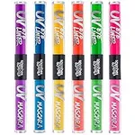 UV Blacklight Glow Eyeliner and Mascara Duo - 6 Color Variety Pack, 6ml – Day or Night Stage, Clubbing or Costume Makeup by Splashes & Spills