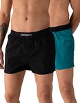 DAMENSCH Men's Regular Fit Cotton Breeeze Ultra Light Inner Boxers | 100% Cotton Men Innerwear, Boxer Shorts, Innerwear Men, Men Underwear, Man Shorts-Cape Black,Havana Blue-L