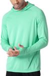 Willit Men's Sun Shirts UPF 50+ Rash Guard Long Sleeve Sun Protection Hoodie SPF UV Fishing Lightweight Athletic Running Light Green S