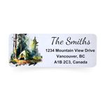 Set of 150 Self Adhesive Camping Themed Return Address Labels, Water Colour Design, Recycled Paper Labels, Labels for Postage (Tent Design)