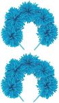 kitihoney 2PCS Blue Fuzzy Headband Fluffy Yarn Hairband Pom Pom Headwear Adult Halloween Party Costume Accessories