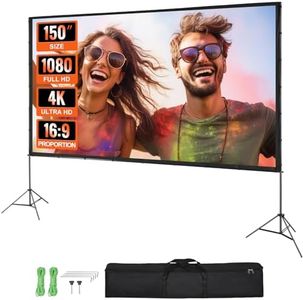 VEVOR Projector Screen with Stand, 150 inch 16:9 4K 1080 HD Outdoor Movie Screen with Stand, Wrinkle-Free Projection Screen with Tripods and Carry Bag, for Home Theater Cinema Backyard Movie Night