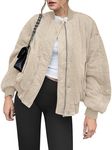 Yousify Women's Quilted Lightweight Jackets Zipper Winter Coats for Women 2024 Trendy Warm Khaki M