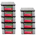 Kuber Industries Pack of 9 Polka Dot Saree Cover | Clothes Organizer For Wardrobe | Storage Organizer For Saree- Suit-Shirt-Lehanga | Saree Cover With Zip | Black & White