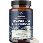 Magnesium Bisglycinate 400mg | Magnesium Bisglycinate for Muscle Function, Bones, Heart & Calm Support for Women & Men | 72MG Elemental Magnesium Supplements Chelate | 120 High Absorption Capsules