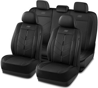 Skechers Car Seat Covers,Luxury Faux Leather Seat Covers,Waterproof Anti Slip Car Seat ProtectorFull Set,Car Accessories Airbag Universal Fit for Most Cars,Vans,Trucks,SUV,Black