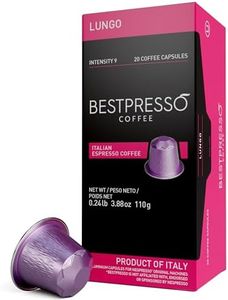 Bestpresso Coffee for Nespresso Original Machine 120 Aluminum pods Certified Genuine Espresso Lungo Blend (High Intensity) Pods Compatible with Nespresso Original 60 Days Satisfaction Guarantee