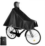 Anyoo Waterproof Rain Poncho Bike Bicycle Rain Coat Jacket Capes Lightweight Compact Reusable for Boys Men Women Adults, L, Black