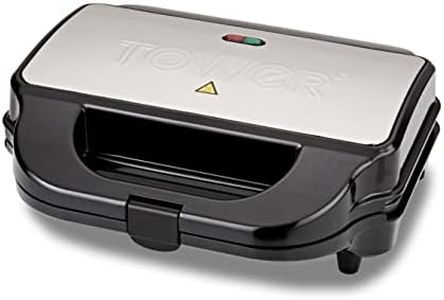 Tower T27032 3-in-1 Deep Filled Snack Maker with Non-Stick Coated Plate and Automatic Temperature Control, 900W, Stainless Steel