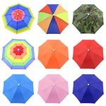 9 Pack Rainbow Umbrella Hats, 12.2 Inch Kids Head Umbrella with Elastic Band, Folding Waterproof Fishing Umbrella Hat for Outdoor - Multicolor