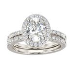 SweetJew Oval Shaped Elegant Halo Wedding Rings Set Engagement Ring 925 Sterling Silver AAAAA Cubic Zirconia Size O