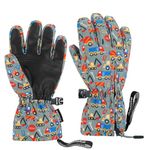 Andake Kids Ski Gloves Ages 2-10 Waterproof Winter Snow Gloves Warm Easy-to-Wear with Zippers for Children Unisex Boys and Girls Machinery,3-6Y