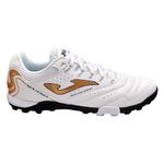 Joma Maxima Adult Turf Soccer Shoe, White/Bronze, 9