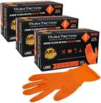 Dura-Gold Duratection 8 Mil Orange Super Duty Diamond Textured Nitrile Disposable Gloves, 3 Boxes of 100, Large - Latex Free, Powder Free, Food Safe, Safety Protection Work Gloves, Industrial