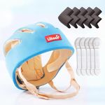 Baby Safety Products Combo | LILTOES Baby Head Protector + Edge Guard + Cabinet Lock for Safety of Kids 6M to 3 Years | Baby Safety Helmet with Corner Guard Protection (Sky Blue+Corner+Cabinet)