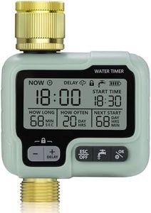 Johgee Ordinateur d'irrigation avec entrée et Sortie en Laiton, minuterie de Jardin, minuterie d'arrosage, avec écran LCD, contrôle Automatique et Manuel d'arrosage programmable