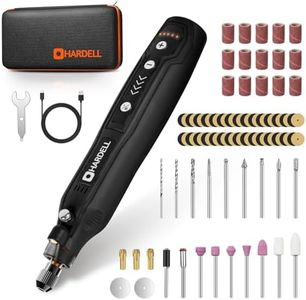 HARDELL Mini Cordless Rotary Tool Kit, 5-Speed and USB Charging with 69 Accessories, Multi-Purpose 3.7V Power Rotary Tool for Sanding, Polishing, Drilling, Etching, Engraving, DIY Crafts (Black)