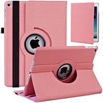 Vultic Fabric Rotating Case for iPad 2/3/4 [Oldest Models], 360 Degree Stand [Auto Sleep/Wake][Pencil Holder] Folio Smart Cover (Light Pink)