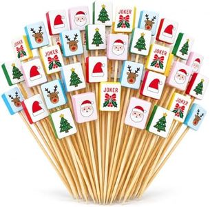 100Pcs Christmas Cocktail Picks, Mahjong Cocktail Picks for Party Supplies | Christmas Mahjong Cocktail Picks with festive designs for appetizers, drinks, game nights & mahjong-themed Christmas parties.