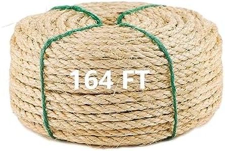 MEEXPAWS Natural Strong Sisal Rope Replacement for Cat Scratching Posts for Winding Easy & Tight | 1/4 “ Diameter | Brown | 164FT
