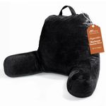 Sasttie Reading Pillow for Bed, Velvet Back Support Pillow for Bed Sitting Up, Back-Rest Sit-Up Support Cushion, College Dorm Essentials for Girls and Boys, Black