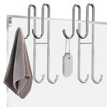 Vibbang 2 Pack Shower Door Hooks Hanging Bath Towel Hooks Extended Double Bathroom Hanger Stainless Steel Over Door Hooks for Frameless Glass Door Shower Screen Hook Shower Squeegee Hooks