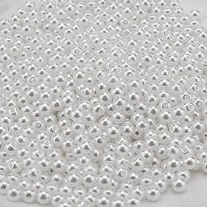 SAVITA 1000 Pieces 6 mm Round White Satin Beads Spacer Beads for DIY Crafts Necklaces Bracelets Earrings Rings Jewellery Making