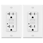 ELECTECK 2 Pack GFCI Outlets 20 Amp, Outdoor Weather Resistant (WR), Decor GFI Receptacles with LED Indicator, Ground Fault Circuit Interrupter, Wallplate Included, ETL Certified, White