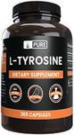 Natural Source L-Tyrosine |6-Month Supply |365 Capsules|No Stearate or Rice Fillers, Made in USA, 450mg, Undiluted & Additive-Free Powder, Over 160,000mg per Bottle