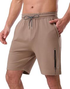 Pioneer Camp Sweat Shorts for Men 7" Inseam Cotton Athletic Casual Shorts with 4 Pockets for Gym Workout Lounge Summer Shorts(Khaki,M)