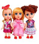 Toyshine Pack of 3 Cuties Doll Set for Kids, 6 Inches, PVC Non-Toxic Material, Assorted Dress Design