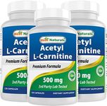 Best Naturals Acetyl L-Carnitine 500 Mg 120 Capsules (120 Count (Pack of 3))