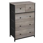 SONGMICS Drawer Dresser, Storage Dresser Tower with 5 Fabric Drawers, Dresser Unit, for Hallway, Bedroom, Heather Greige and Classic Black ULGS045G01