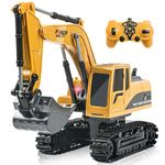 ID Gerilla Remote Control Excavator Toy, RC Construction - Metal Shovel Digger Vehicles with Lights Sounds and 680° Rotation Digging Sand, Christmas Birthday for Aged 3 4 5 6-10 + Year Old