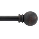 Deco Window 52 to 144 Inch Adjustable Curtain Rod for Door & Windows with Brackets Set Curtains Hanging Extendable Iron Metal Pipe Holder with Finials (1" Diameter, Mahogany Black Wood)