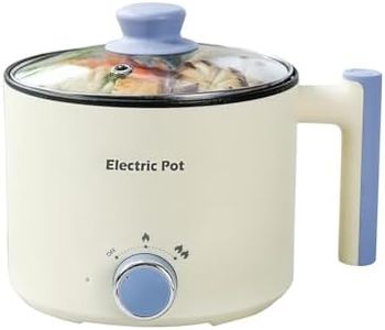 YOOLYQI Electric Hot Pot:1.5 L Ramen Cooker, Dual Power Mini Portable Multi-Functional Lazy Pot for Pasta, Noodles, Egg, Soup, Non-Stick Noodle Cooker with Boil Dry Protection for Dorm, Office (Beige)