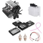 SEMTO Engine ST-NF2 Mini Engine Kit, L2 Metal Engine Inline 2-Cylinder Air-Cooled DIY Assembly Engine, STEM Hobby Toy Including Oil Tank, Oil Pipe, Voltage Regulator Module, FType Electric Plug