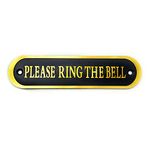 Please Ring the Bell Aluminium Doorbell Sign with Screws Black and Golden 5.5x1.4 inch