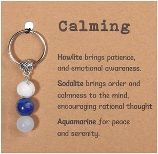 GINAZL Calming Gifts for Women, Natural Healing Crystals Keychain Stress Relief Gift Health and Wellness Gifts for Women Christmas Valentines Day Gift for Friends Besite(CM)
