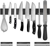 Vivva Modern Stainless Steel Magnetic Knife Bar with Multipurpose Use as Knife Holder, Knife Rack, Knife Strip, Kitchen Utensil Holder, Tool Holder, Art Supply Organizer, Home Organizer Black 12Inch