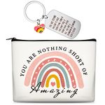 Pinenuts Inspirational Gifts for Women Birthday Gifts You are Nothing Short of Amazing Rainbow Makeup Bag with Inspirational Keyring Thank You Gifts for Women Mom Boss Wife Teacher