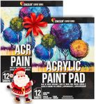 Acrylic Paper Pads (Set of 2) - 24 Acrylic Sheets 9x12 inch - 400gsm - Acid-Free Painting Paper - Easy Removable Pages - Art Pad with Acrylic Art Paper for Drawing and Painting