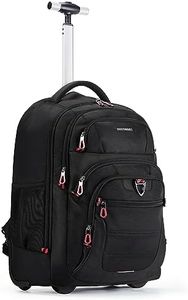 BAGSMART Rolling Backpack, Large Laptop Backpack with Wheels for Adults, Water-Resistant Rolling College Backpack with Telescoping Handle for Work Travel Business, Black, Black, Backpack for Men