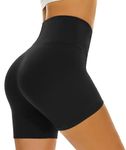 SIMIYA Cycling Shorts Women High Waisted Gym Shorts for Women Soft Comfort Stretchy Tights Biker Workout Running Yoga Ladies Shorts (Black, L)